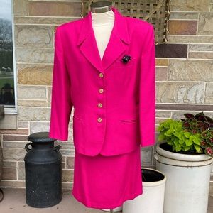 Kasper Vintage Bright Pink Two-Piece Suit Size 16
